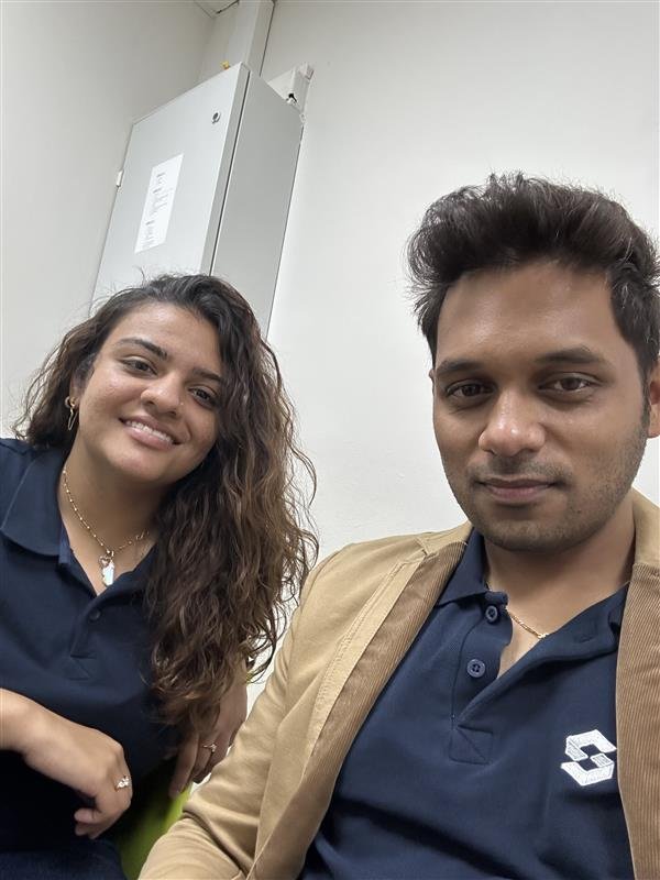 Office shenanigans in our matching polos! π